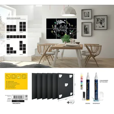 SECURIT Kreidetafel XXL FB-XXL 6 St&uuml;ck 40x40x0.2cm
