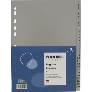 NOVOOO Register PP A4 40943 grau 1-31