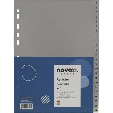 NOVOOO Register PP A4 40956 grau A-Z 24tlg.
