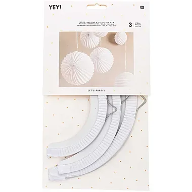 RICO DESIGN Papierlampions 18.5-27cm 99001.71.87 weiss 3 Stück