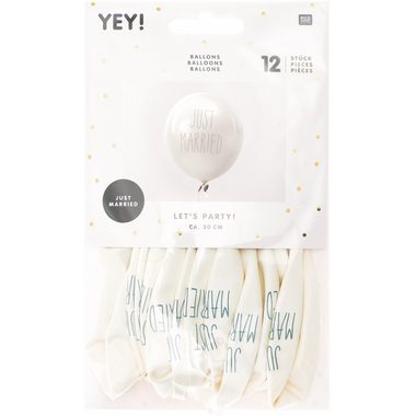 RICO DESIGN Luftballons 30cm 81001.00.05 Just Married 12 Stück