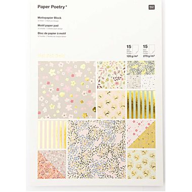 RICO DESIGN Motivpapierblock A4 99001.64.85 Bouquet Sauvage 120g, 30 Blatt