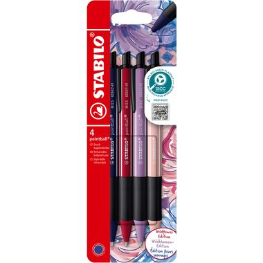 STABILO Kugelschreiber pointball 0.5mm 1508 assortiert, Wildflower 4 Stück