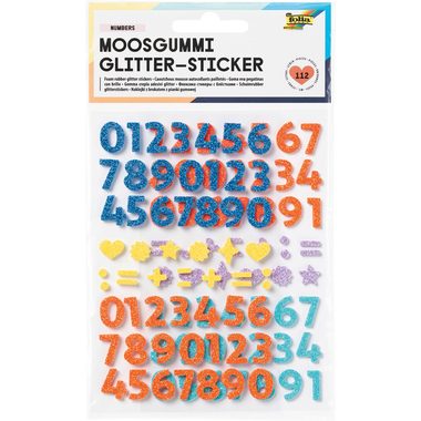 FOLIA Moosgummi Sticker 23778 Glitter Numbers 112 Stück