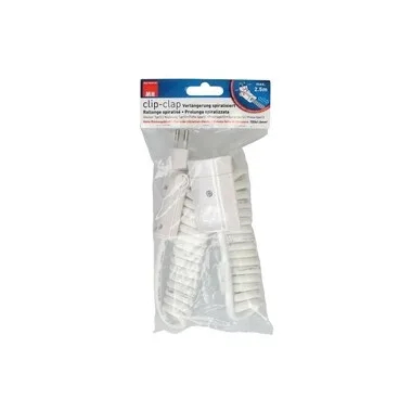 Max Hauri 162576 Strom Verlängerungskabel Weiß 2.5 m H05VV-F 3G 1,0 mm² Spiralkabel