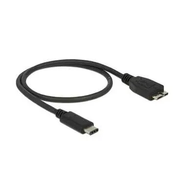 Delock USB-Kabel USB 3.2 Gen1 USB-C® Stecker, USB-Micro-B 3.0 Stecker 0.50 m Schwarz 83676