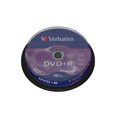 VERBATIM DVD+R Spindle 4.7GB 43498 1-16x 10 Pcs