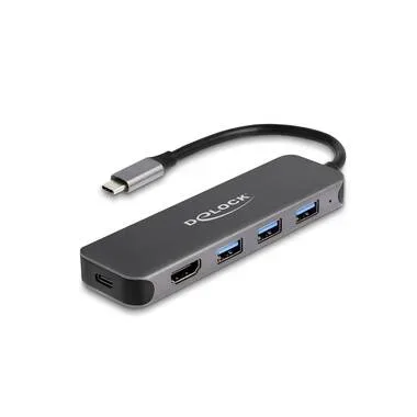 DeLock - 64171 Schnittstellen-Hub USB 3.2 Gen 1 (3.1 Gen 1) Type-C 5000 Mbit/s Grau