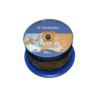 VERBATIM DVD-R Spindle 4.7GB 43533 1-16x fullprint o.L 50 Pcs