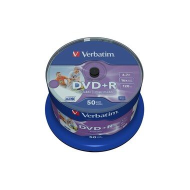 VERBATIM DVD+R Spindle 4.7GB 43512 1-16x print wide 50 Pcs