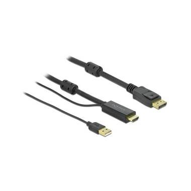DeLock - Kabel HDMI – Displayport, HDMI/USB 2.0 - DisplayPort, Schwarz, One Size