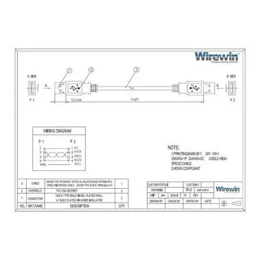 Wirewin USB 2.0-Kabel USB-A - USB-A 2 m
