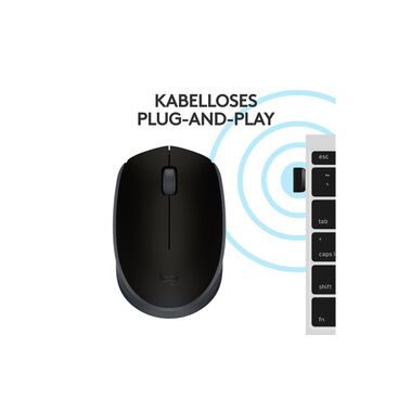 Logitech B170 OEM Funk-Maus Infrarot Integriertes Scrollrad Schwarz