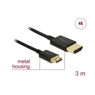 Delock Kabel 4K 60Hz HDMI - Mini-HDMI (HDMI-C), 3 m, Schwarz