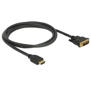 Delock HDMI / DVI Anschlusskabel HDMI-A Stecker, DVI-D 24+1pol. Stecker 1.5 m Schwarz 85653 dreifach geschirmt,