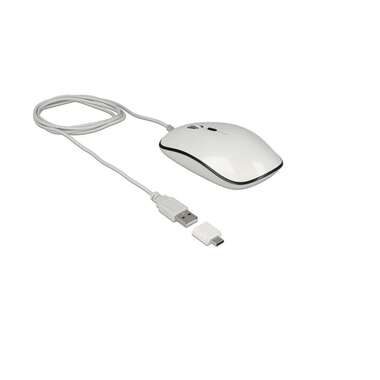 DeLock - 12532 Maus Beidhändig USB Typ-A Optisch 3200 DPI, Weiss