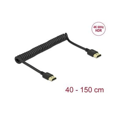Delock HDMI Anschlusskabel HDMI-A Stecker 1.5 m Schwarz 84967 4K UHD, vergoldete Steckkontakte, dreifach geschirmt,