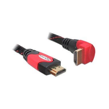 Delock HDMI Anschlusskabel HDMI-A Stecker 5 m Schwarz, Rot 82688 Rund, 4K UHD, vergoldete Steckkontakte, verdrillt
