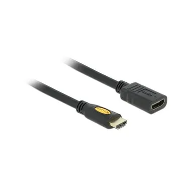 Delock HDMI Verlängerungskabel HDMI-A Stecker, HDMI-A Buchse 1.00 m Schwarz 83079 4K UHD, vergoldete Steckkontakte
