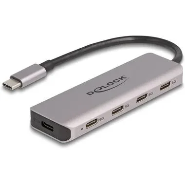 Delock 64238 USB-Hub 4 Port USB-C® USB 3.2 Gen1 5 GBit/s mit USB-C® Stecker Grau 64238