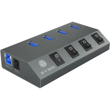 ICY BOX 4 Port Hub & Charger USB 3.0 IB-HUB1405 Aluminium