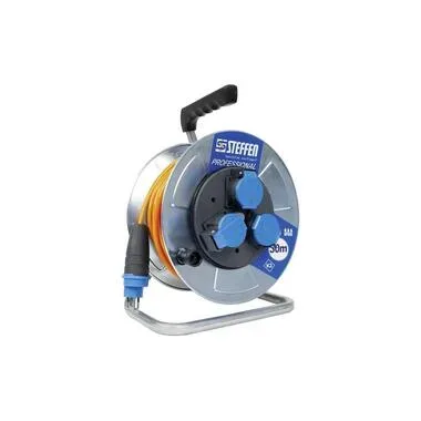 STEFFEN Kabelrolle Professional 30 m 3x T13, IP55, Silber