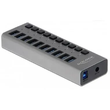 DeLock - 63670 Schnittstellen-Hub USB 3.2 Gen 1 (3.1 Gen 1) Type-B 5000 Mbit/s Grau