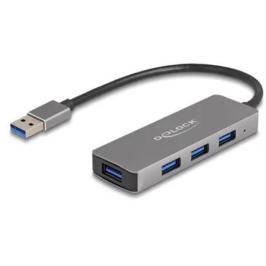 Delock 63171 USB-Hub 4 Port USB-A USB 3.1 Gen1 5 GBit/s Grau 63171