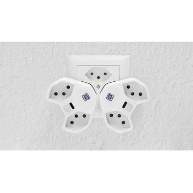 Steffen Mehrfachadapter Manta 2xT13 + 1xUSB-C drehbar 320° weiss