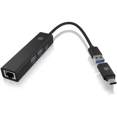 ICY BOX USB Hub & Gigabit Eth. LAN IB-HUB1439-LAN USB 3.2 G1, 2x USB-A, 1x USB-C