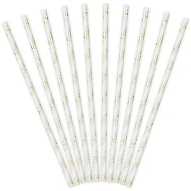 PARTYDECO Trinkhalme 19.5cm SPP14M-019 Gänseblümchen 10 Stück