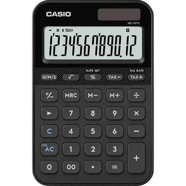 Casio Casio MS-20YC, Desktop, Einfacher Taschenrechner, Batterie/Solar, Schwarz Tischrechner Schwarz (L x B x H) 149.5 x