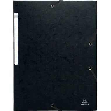 Exacompta - Sammelmappe mit Gummizug und 3 Klappen aus Colorspan-Karton 425g/qm für Format DIN A4, Scotten - x 50, A4, Schwarz