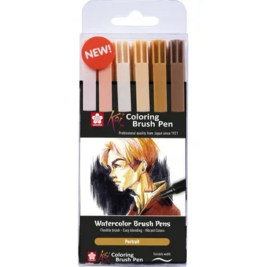 SAKURA Brush Pen Koi POXBR6E Portrait Set 6 Stück