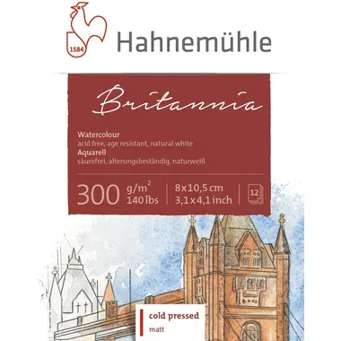 HAHNEMÜHLE Miniblock Britannia 8x10.5cm 10628919 weiss, 300g 12 Blatt
