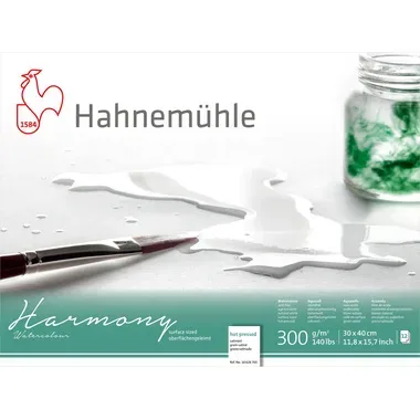 HAHNEMÜHLE Aquarellblock Harmony 30x40cm 10628765 weiss satiniert, 300g 12 Blatt