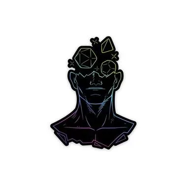 Glass Staff Sticker Holographic Head in the Game Schwarz