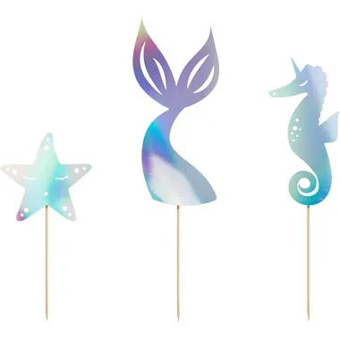 PARTYDECO Caketopper 24.5cm KPT47-017 Meerjungfrau 3 Stück
