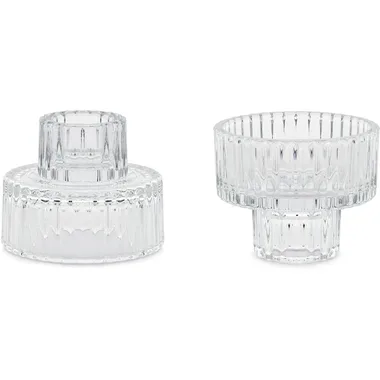 PARTYDECO Glas-Kerzenhalter 6.5x5.5cm SS4 2-in-1 Rand 4 Stück