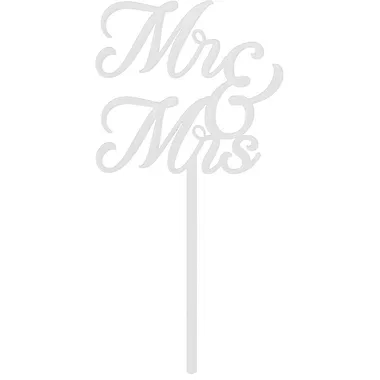 PARTYDECO Caketopper 16.5cm KPT81-008 Mr&Mrs weiss
