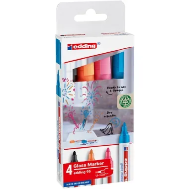 Edding EDDING - 95 Glasboardmarker farbsortiert 1.0 - 5.0 mm 4 St. 4-95-4-2 Glasmarker