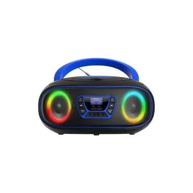 Denver TDB-212BU CD-Radio DAB+, DAB, FM AUX, USB, Bluetooth®, CD Stimmungslicht, Inkl. Lautsprecherbox Schwarz, Blau