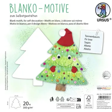 URSUS Kinderbasteln Blanko-Motive Tannenbaum, 20 Blatt