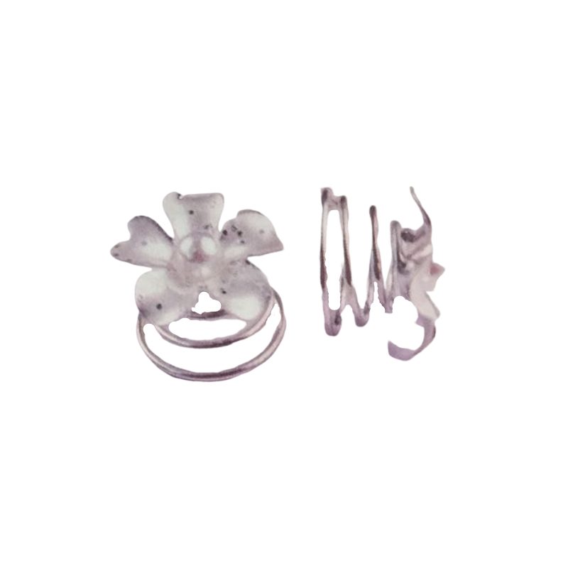Haarspirale Blume mit Glitter und Perle silber 6 Stück