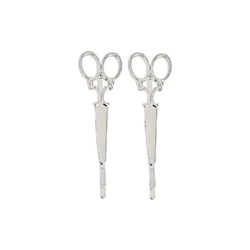 A&A Haarklemmen Schere silber 2er Pack Metall-Look