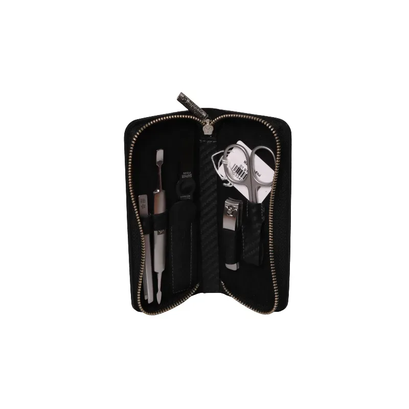 Pfeilring Manicure-Etui schwarz 5-teilig Inox-Füllung mit Nagelknipser