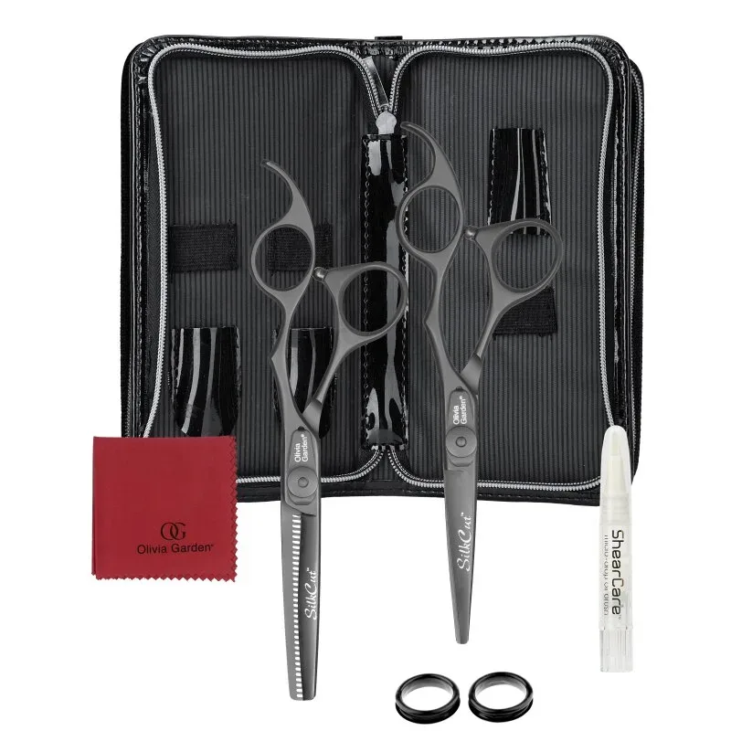 Olivia Garden Silk Cut Set of 2 Matt Black 5,75`` + Effilier EUR