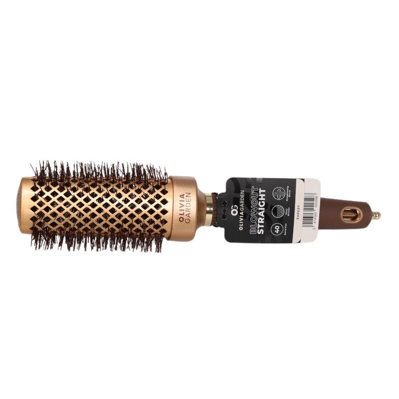 Olivia Garden Expert Blowout Straight Gewellte Borsten Gold&Braun 40 mm