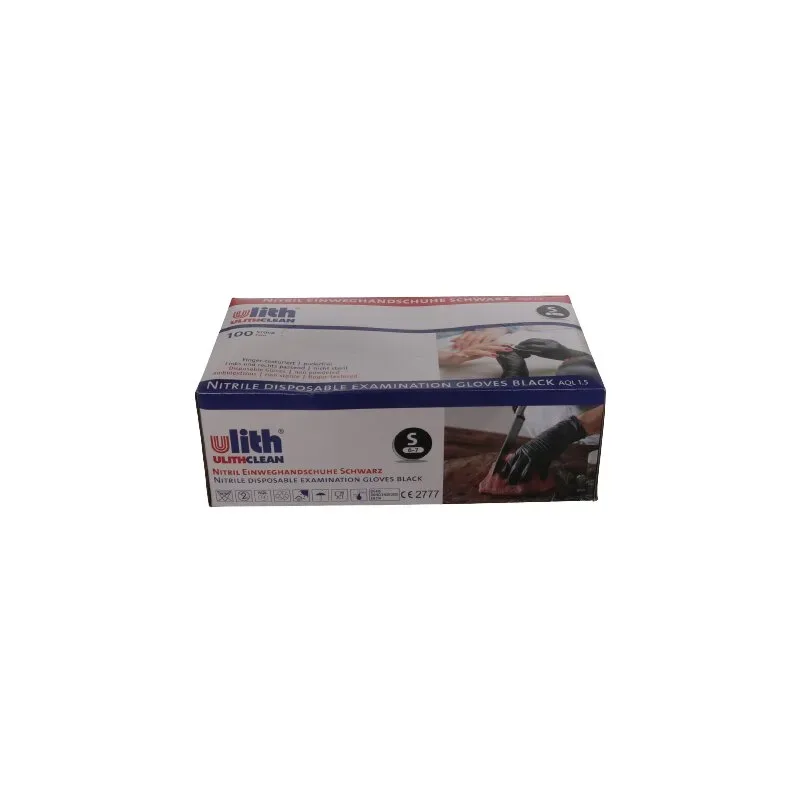 Ulith Nitril-Handschuhe ungepudert, Größe S, Box à 100 Stück, schwarz