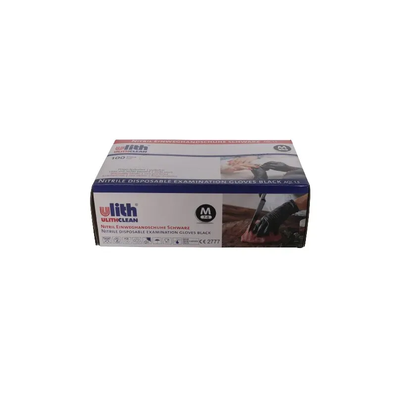 Ulith Nitril-Handschuhe ungepudert, Größe M, Box à 100 Stück, schwarz
